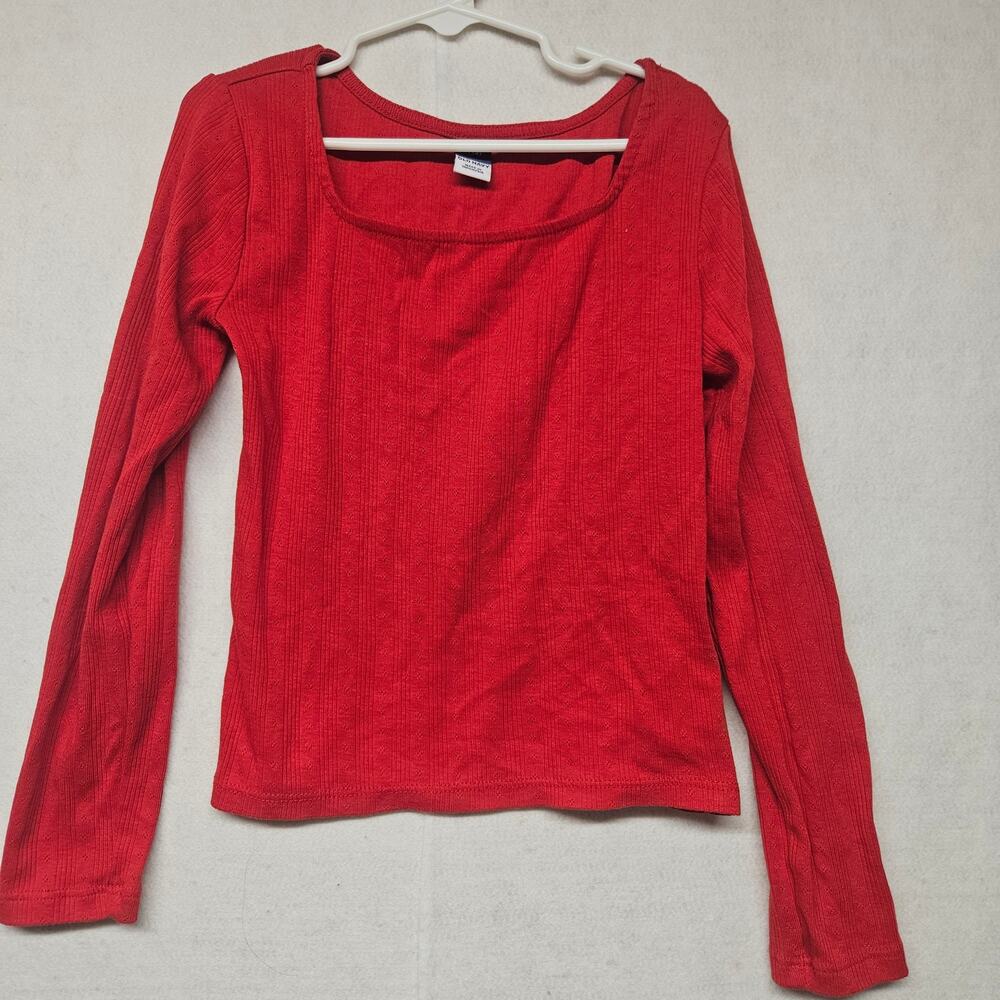 Old Navy Girls Red Ribbed Long Sleeve Top size Medium 8